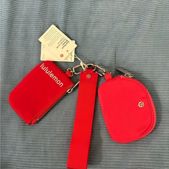 lululemon Red Zip Pouch and Keychain Strap Set - Picture 1 of 7